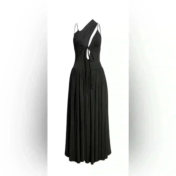 NEW Harbison Moonbeam Cutout Black Jersey Maxi Dress XL. - Picture 5 of 14